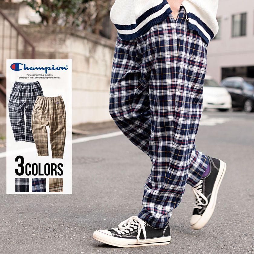 Champion チャンピオン ワイドパンツ メンズ ブランド 大きい カジュアル パンツ テーパードアンクル 2タック チェック柄 きれいめ 大人 ゆったり 柄パンツ C3 V1 シルバーバレット 通販 Yahoo ショッピング