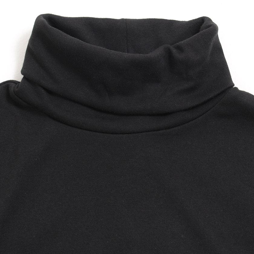 CavariA ロンT メンズ 長袖 Tシャツ 無地 白 黒 タートルネック