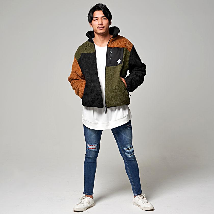 CavariA フリースジャケット メンズ ボア ブルゾン アウター CavariA フリースジャケット メンズ ボア ブルゾン アウター