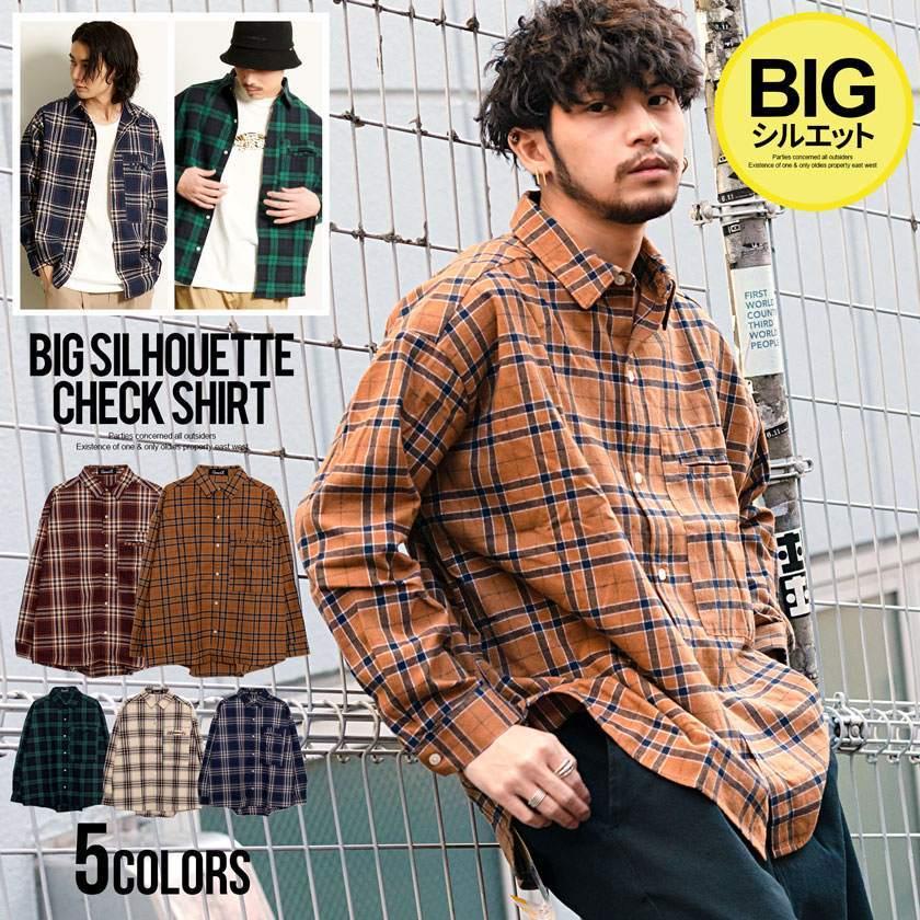 カジュアルシャツ メンズ 長袖 ネルシャツ チェックシャツ ブランド チェック柄 ビッグシルエット オーバーサイズ 春 カジュアル Cavaria Cadr22 07 シルバーバレット 通販 Yahoo ショッピング
