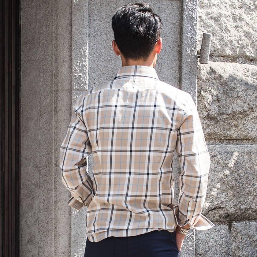 CavariA カジュアルシャツ メンズ 長袖 チェック柄 レギュラー