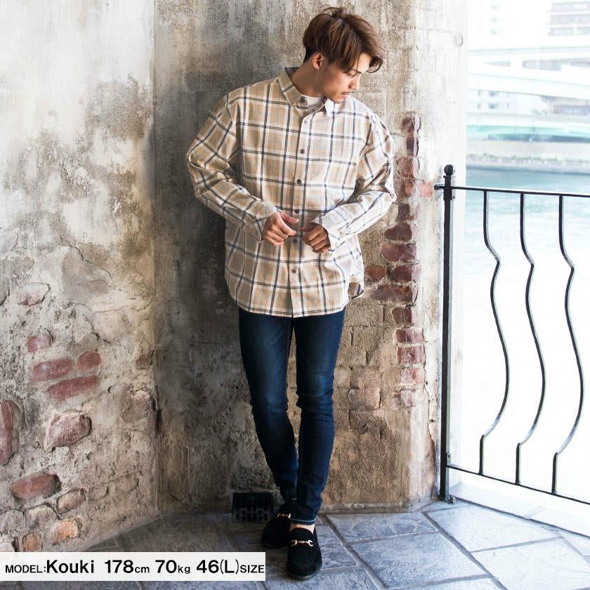 チェックシャツ メンズ Cavaria キャバリア ベージュチェック柄レギュラーカラー長袖シャツ 全2色 カジュアルシャツ ブラウン シンプル M L 秋 冬 Cags19 09 シルバーバレット 通販 Yahoo ショッピング
