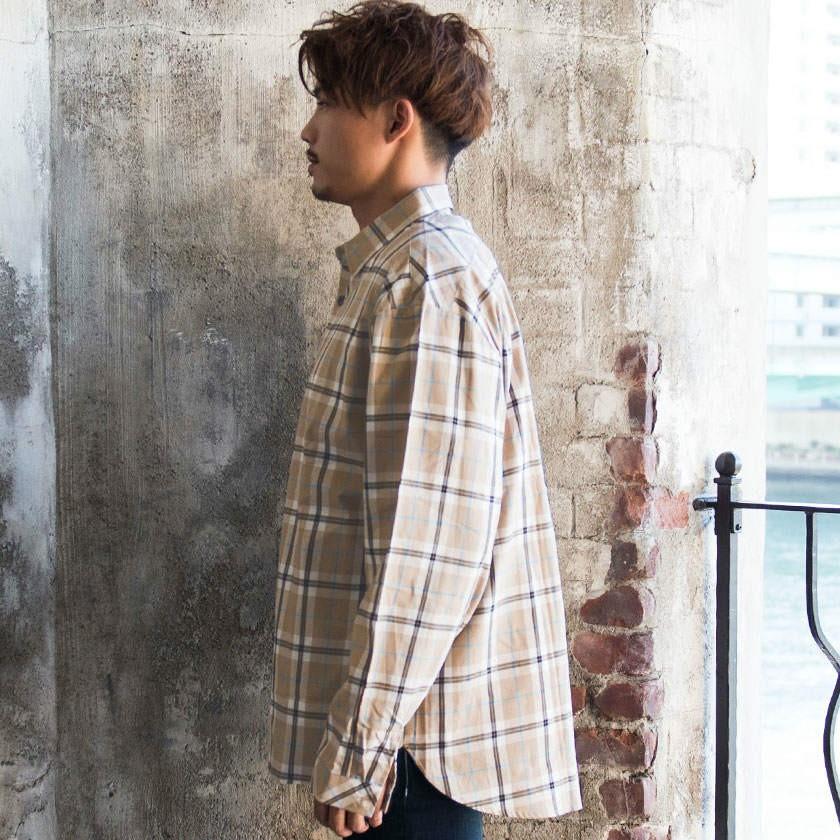 チェックシャツ メンズ Cavaria キャバリア ベージュチェック柄レギュラーカラー長袖シャツ 全2色 カジュアルシャツ ブラウン シンプル M L 秋 冬 Cags19 09 シルバーバレット 通販 Yahoo ショッピング