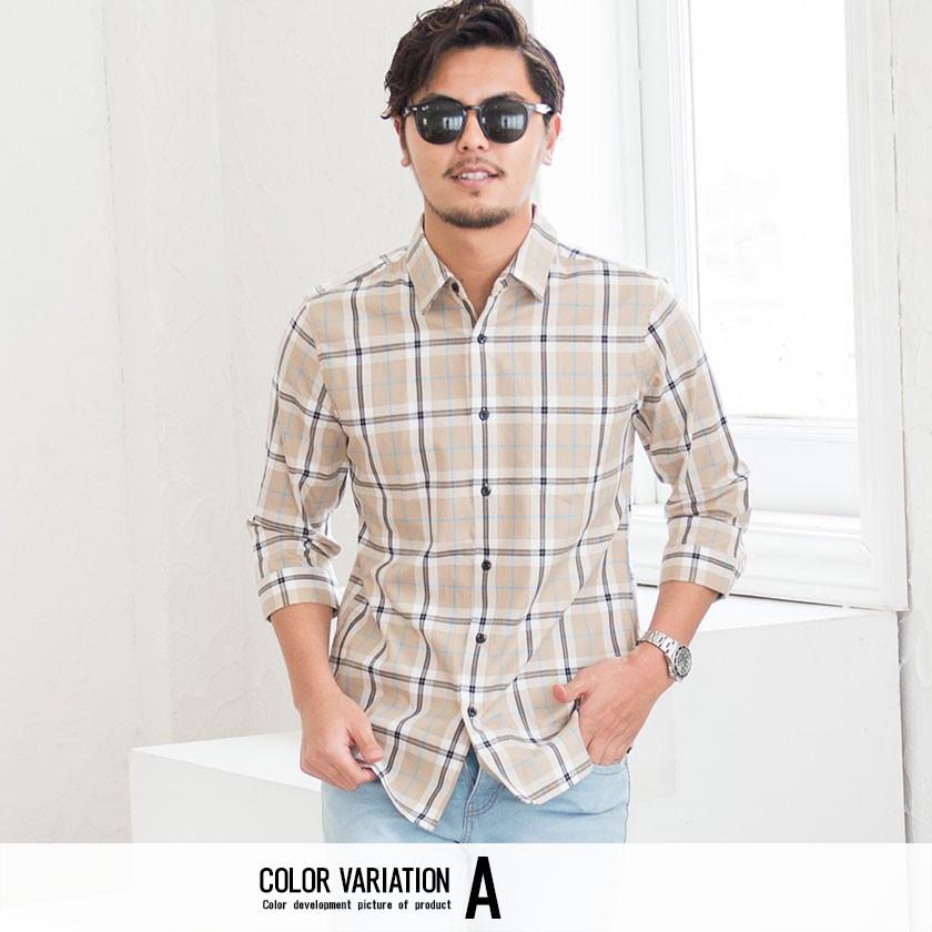 チェックシャツ メンズ 7分袖 Cavaria キャバリア チェック柄レギュラーカラー7分袖シャツ 全2色 七分袖シャツ ベージュ カジュアル M L 春 夏 21 Cags 02 シルバーバレット 通販 Yahoo ショッピング
