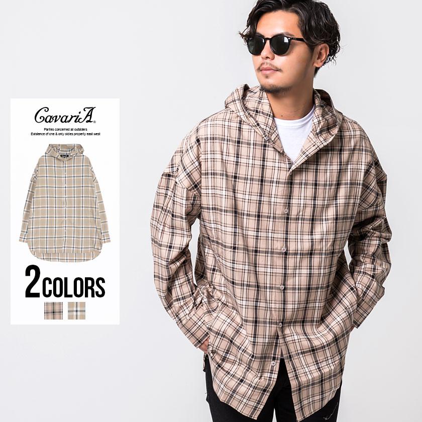 長袖シャツ メンズ Cavaria キャバリア ベージュチェックビッグシルエット長袖フードシャツ 全2色 シャツコート カジュアル ユニセックス 秋 冬 21 Cags 25 シルバーバレット 通販 Yahoo ショッピング