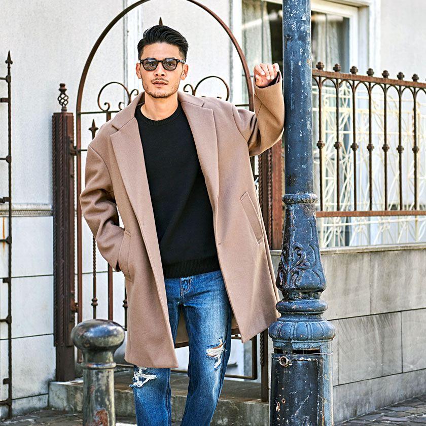 MAX&Co. ウール ロング丈 チェスターコート ベージュ イタリア製 40 アウター ロングコート チェスターコート レディース ロング 秋