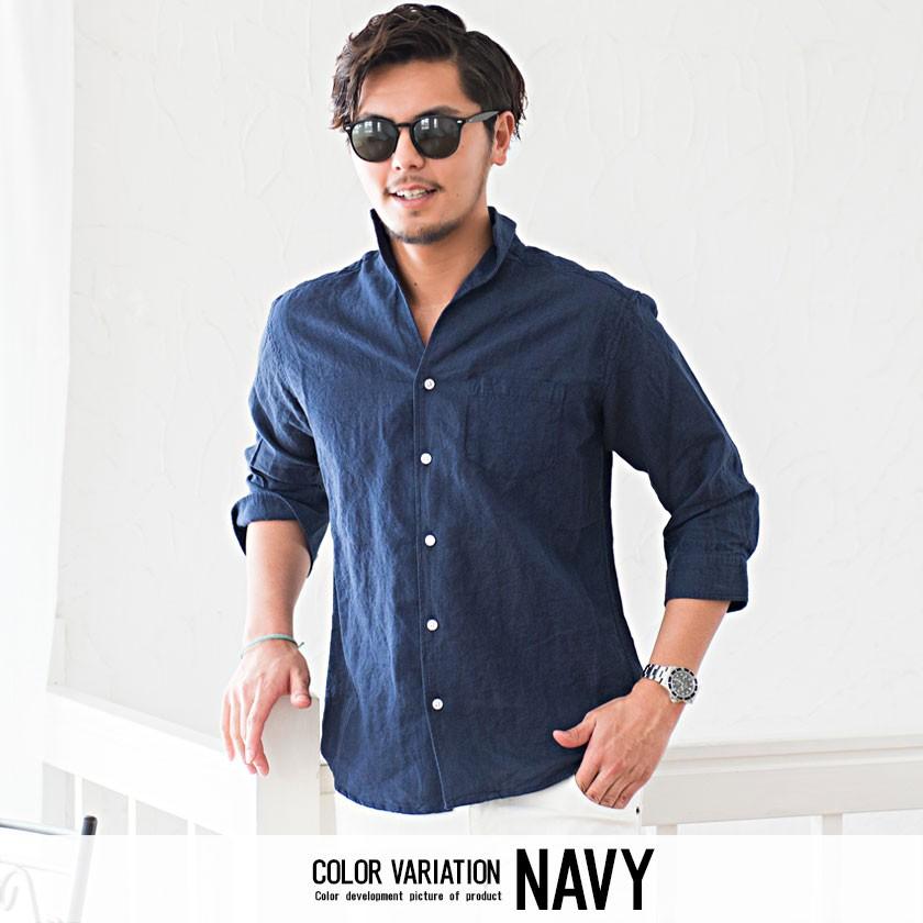 リネンシャツ メンズ Cavaria キャバリア 麻100イタリアンカラー7分袖フレンチリネンシャツ 全5色 七分袖シャツ 白 ネイビー 黒 M L Xl 春 夏 21 Cair 03 シルバーバレット 通販 Yahoo ショッピング