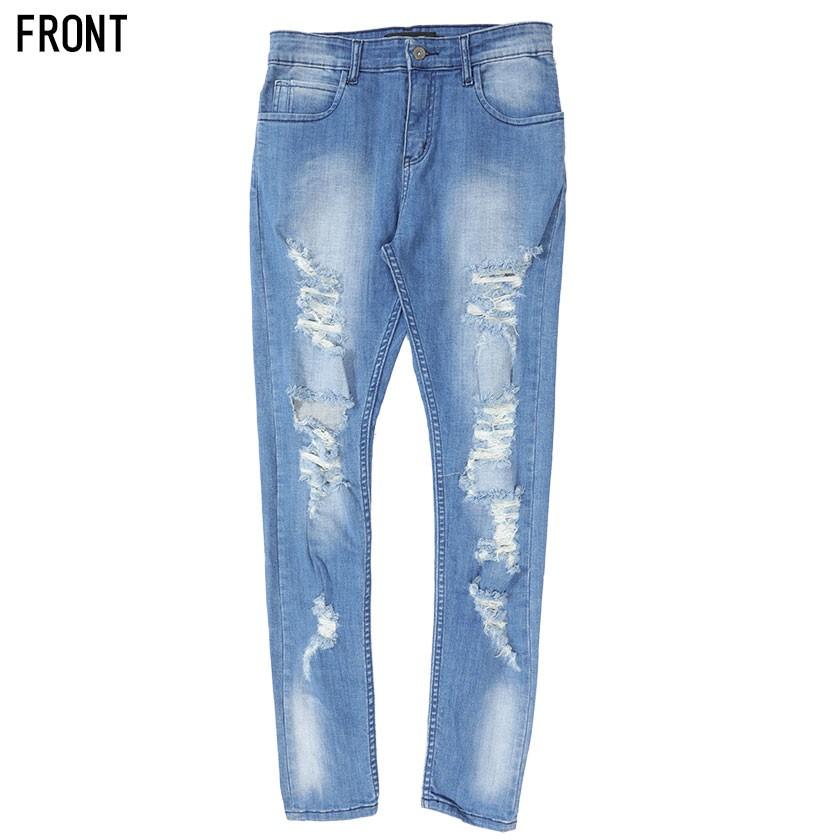 デニムパンツ メンズ スキニー Cavaria キャバリア ハードダメージブリーチ加工デニムパンツ 全2色 細身 タイト クラッシュ ストレッチ春 Cak19 01 シルバーバレット 通販 Yahoo ショッピング