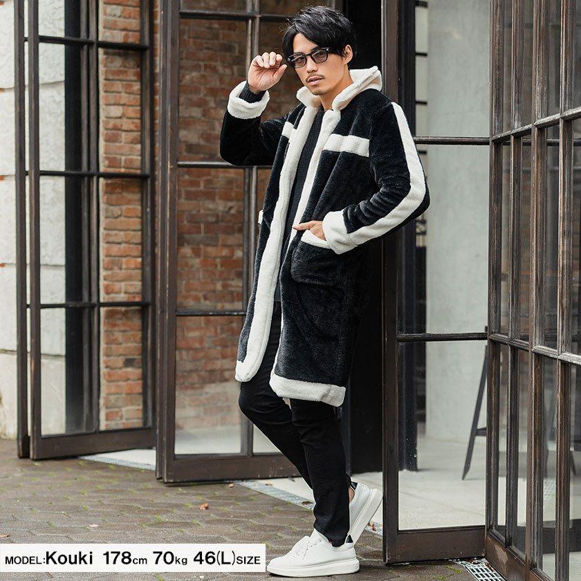 ファーコート メンズ ロングコート Cavaria キャバリア 配色ライン切り替えロングファーコート 全1色 アウター もこもこ 黒 白 ユニセックス 秋 冬 21 Cak 34 シルバーバレット 通販 Yahoo ショッピング