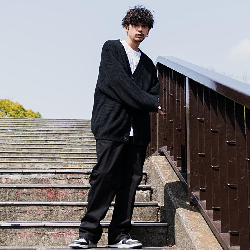 シャリーフ　ワイドパンツ　ブラック　パープル CavariA（キャバリア） ワイドパンツ メンズ 無地 ストレート カラー