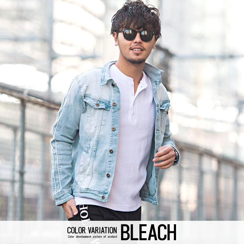 デニムジャケット メンズ Gジャン 細身 タイト ストレッチ 伸縮 カジュアル ライトアウター 大人 春 21 Cavaria Camy 05 シルバーバレット 通販 Yahoo ショッピング