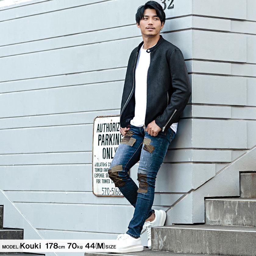 デニムパンツ メンズ スキニーデニム Cavaria キャバリア 迷彩パッチワークストレッチダメージデニムパンツ 全1色 細身 スリム S M L Xl 秋 冬 Camy 10 シルバーバレット 通販 Yahoo ショッピング