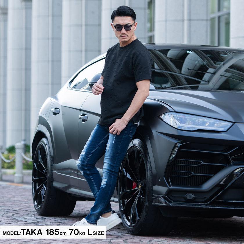 Quot デニムパンツ Cavaria おしゃれ カジュアル クラッシュ ジーパン ジーンズ スキニー ストレッチ スリム ダメージ ブランド ボトムス メンズ リペア 細身 通販 メンズ