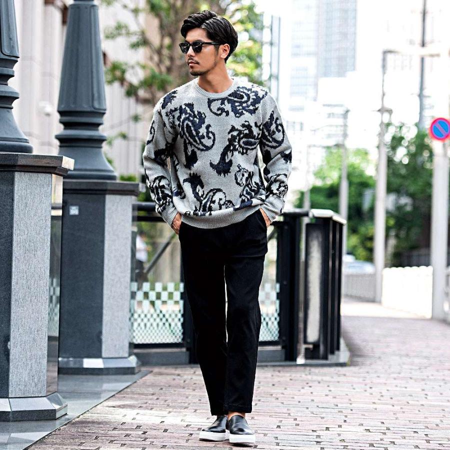 美品 pride プライド ジャガード ニット セーター M ブラック 黒白38 美品 pride プライド ジャガード ニット セーター M ブラック 黒白38