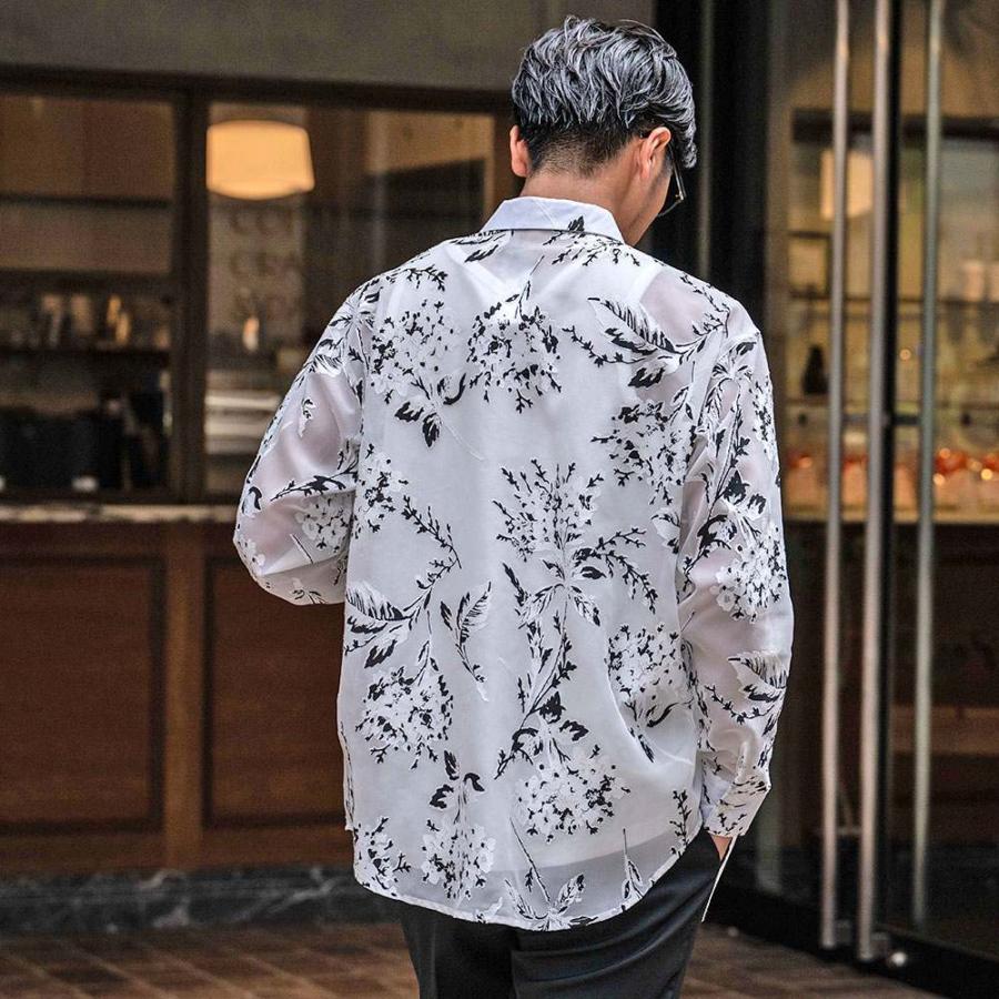 ウエアハウス ジョングラッコー 長袖 フラワー ストライプ シャツ ホワイト ウエアハウス ジョングラッコー 長袖 フラワー ストライプ