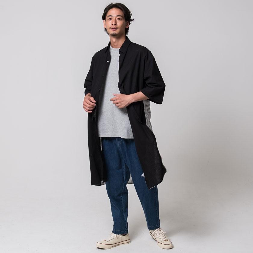 半袖シャツ メンズ Cavaria キャバリア ロング丈ストライプ 配色切り替えシャツ 全3色 ロングシャツ 羽織 ビッグシルエット M L カジュアル 春 夏 21 Care 41 シルバーバレット 通販 Yahoo ショッピング