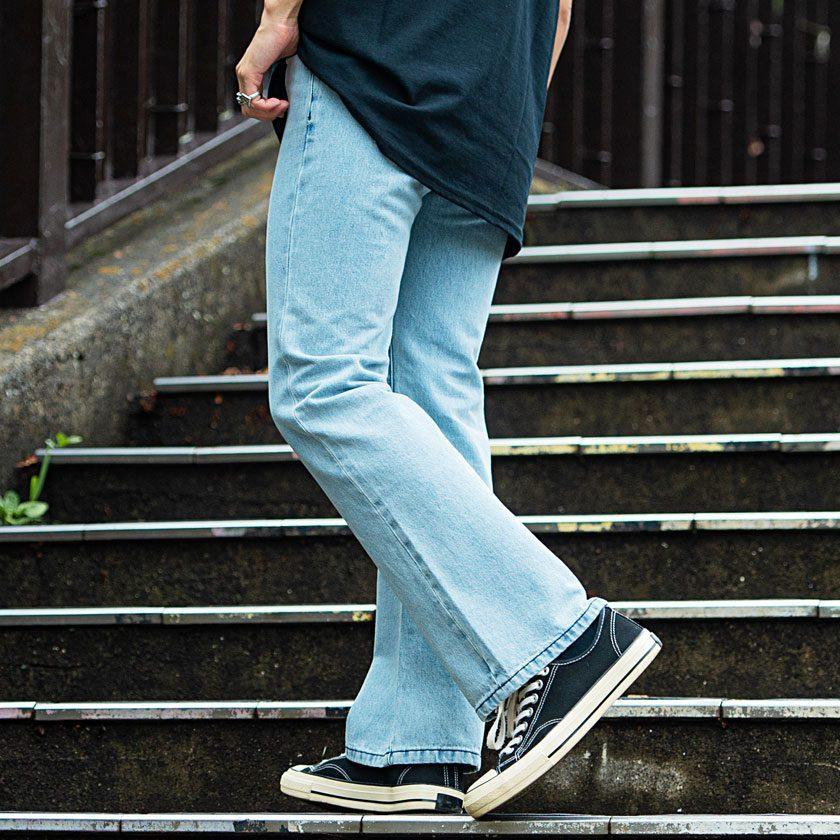 CavariA デニムパンツ メンズ ブランド フレア ブーツカット
