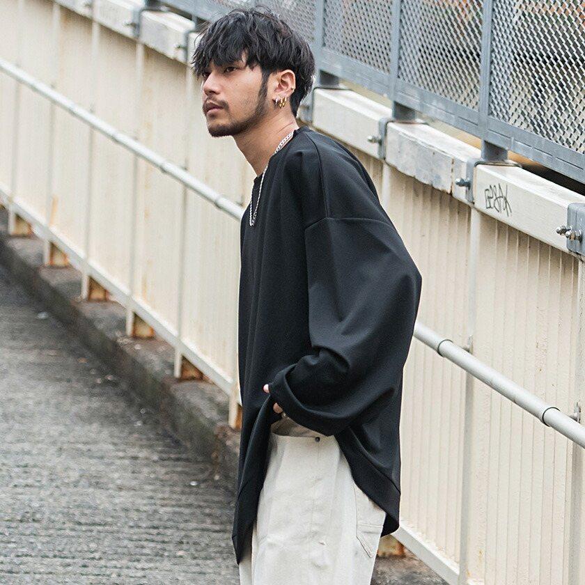 未使用 CavariA 長袖Tシャツ 44 ブラック 日本製 CavariA（キャバリア） 長袖Tシャツ メンズ 大きいサイズ トップス