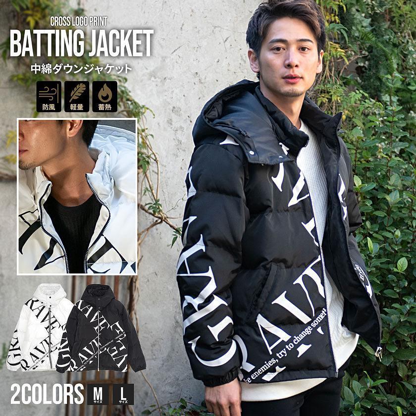 Quot 中綿ジャケット メンズ アウター ダウンジャケット 軽量 軽い 防寒 防風 フード付き プリント Quot ストリート Cavaria カジュアル 在庫有 秋 ブランド 冬 スポーツ