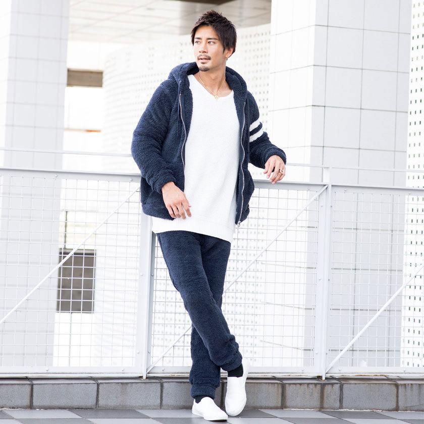 CavariA（キャバリア） セットアップ メンズ 上下 ボア パーカー 部屋