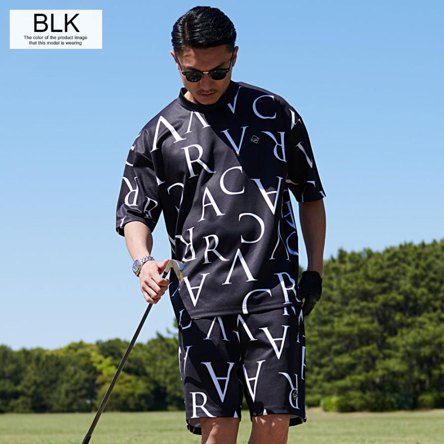 Bull&Bull レディース ゴルフ セットアップ幾何学柄 ブラックホワイト CavariA（キャバリア） ゴルフウエア セットアップ 上下 ブランド