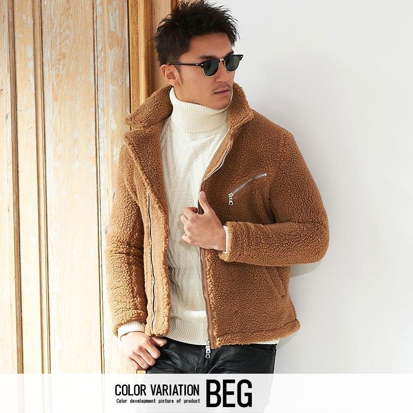 ボアジャケット メンズ ボアライダース ブルゾン アウター もこもこ カジュアル ベージュ 白 黒 秋 冬 21 Cavaria Cast 141 シルバーバレット 通販 Yahoo ショッピング