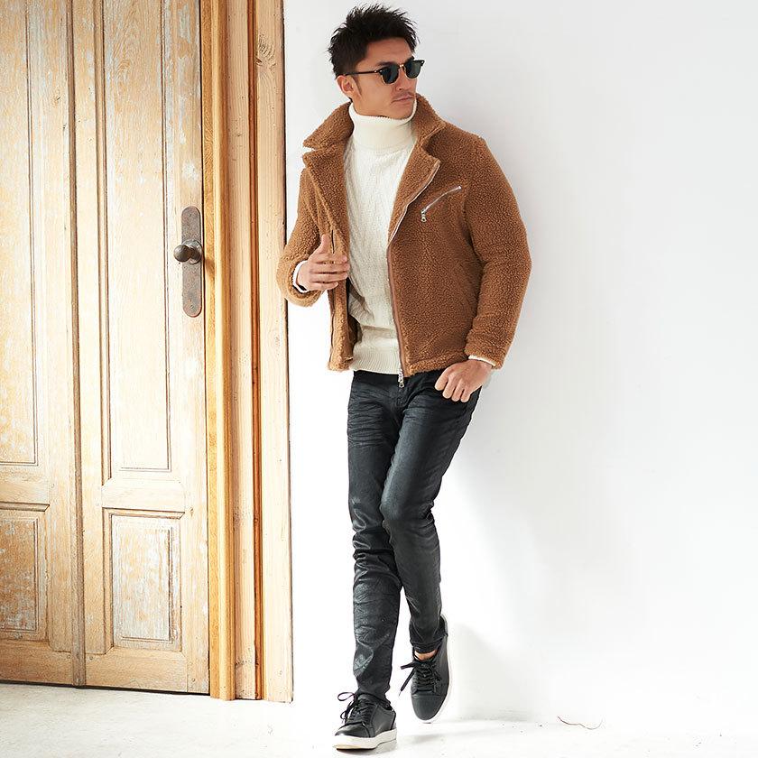 ボアジャケット メンズ ボアライダース ブルゾン アウター もこもこ カジュアル ベージュ 白 黒 秋 冬 21 Cavaria Cast 141 シルバーバレット 通販 Yahoo ショッピング