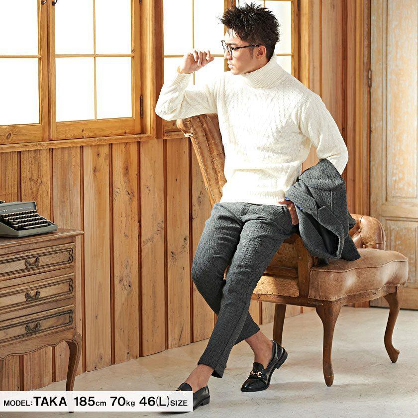 ニット メンズ セーター タートルネック Cavaria キャバリア 5gヘリンボーン柄長袖タートルニット 全4色 アクリル ベージュ 赤 白 黒 秋 冬 Cast 150 シルバーバレット 通販 Yahoo ショッピング