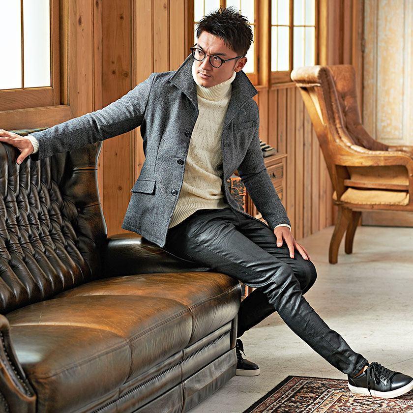 ニット メンズ セーター タートルネック Cavaria キャバリア 5gヘリンボーン柄長袖タートルニット 全4色 アクリル ベージュ 赤 白 黒 秋 冬 Cast 150 シルバーバレット 通販 Yahoo ショッピング