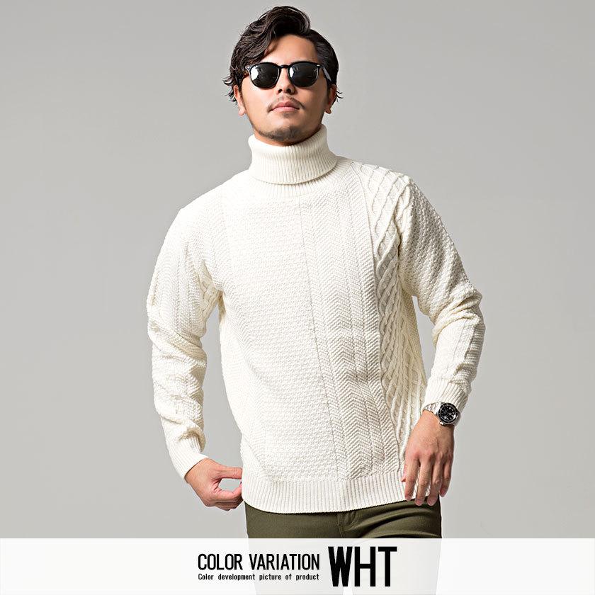 ニット メンズ セーター タートルネック Cavaria キャバリア 5g縦ケーブル柄長袖タートルニット 全4色 アクリル ベージュ 白 黒 カジュアル 秋 冬 Cast 151 シルバーバレット 通販 Yahoo ショッピング