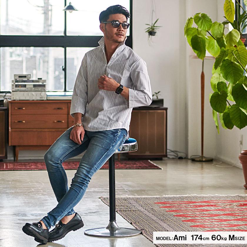 シャツ メンズ 7分袖 七分袖 綿麻 イタリアンカラー 立襟 スキッパー 細身 白シャツ カジュアルシャツ M L Xl 春 夏 Cavaria Cast21 45 シルバーバレット 通販 Yahoo ショッピング