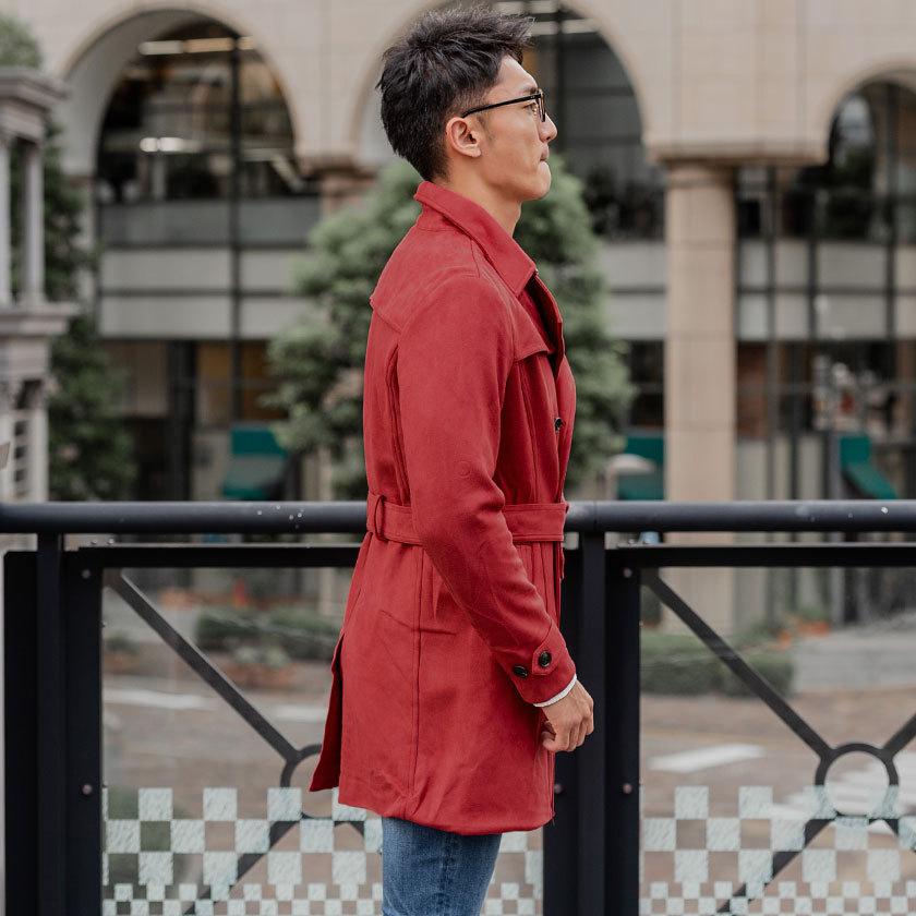 CavariA ブラック トレンチコート 46 キャバリア CavariA CavariA フェイクスウェードトレンチコート