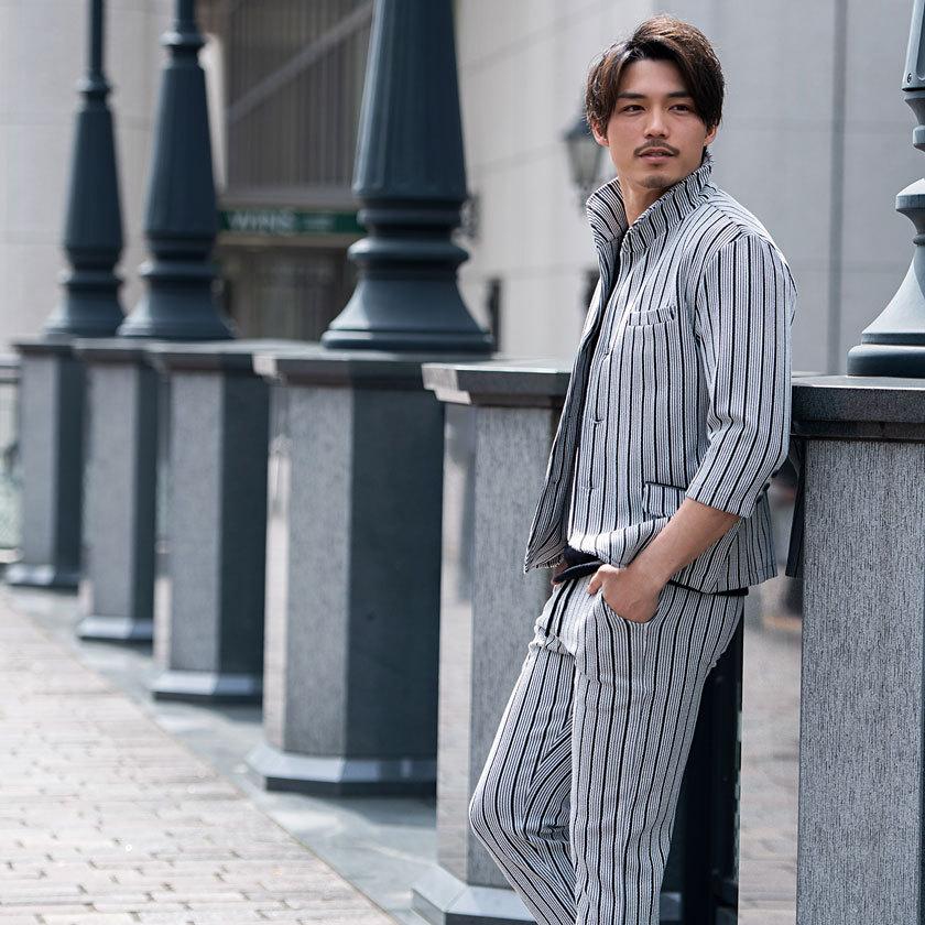 メンズ セットアップ対応 カジュアルスーツ 立ち襟 白 黒 30代 40代 50代 【MEISTER】 ファッション 春