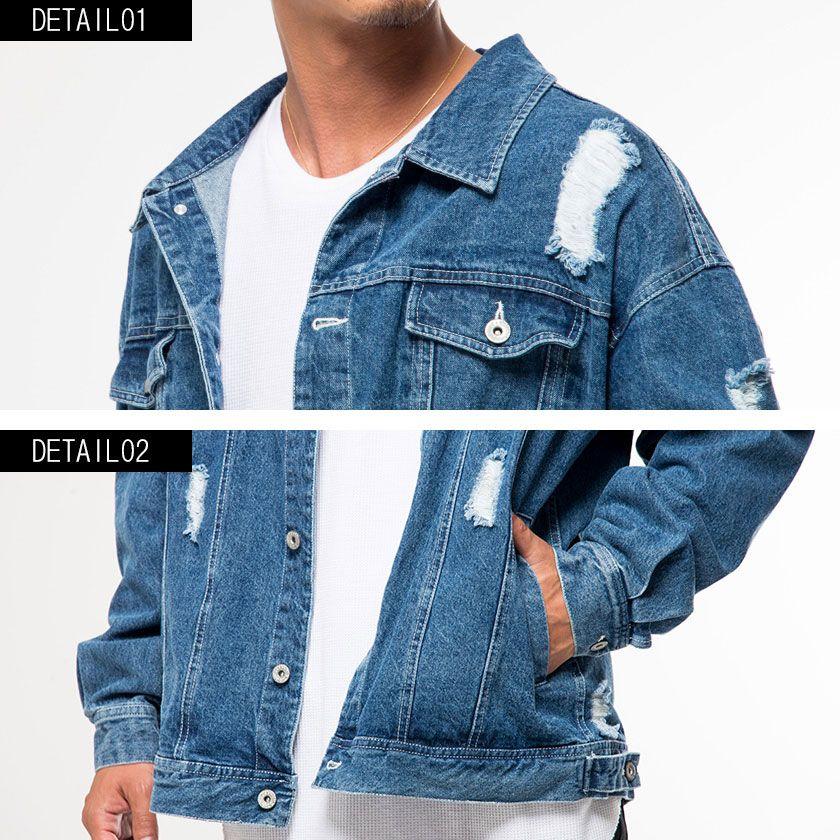 デニムジャケット メンズ Gジャン ビッグシルエット ダメージ加工 大きめ カジュアル 春アウター 21 Cavaria Catn18 29 シルバーバレット 通販 Yahoo ショッピング