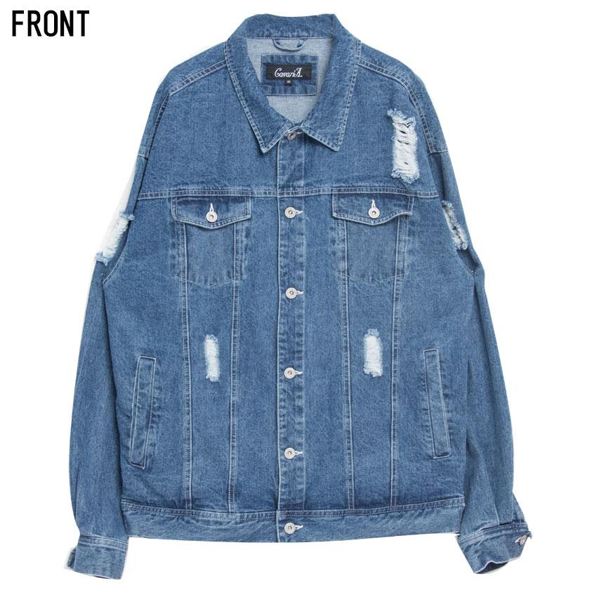 デニムジャケット メンズ Gジャン ビッグシルエット ダメージ加工 大きめ カジュアル 春アウター 21 Cavaria Catn18 29 シルバーバレット 通販 Yahoo ショッピング