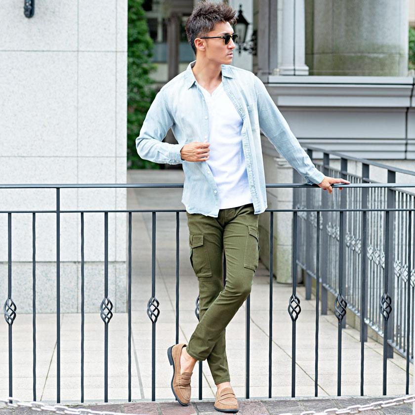 New限定品 Quot カーゴパンツ スキニーパンツ メンズ スリム タイト ストレッチ カーキ 黒 M L Xl Cavaria 秋 冬 春