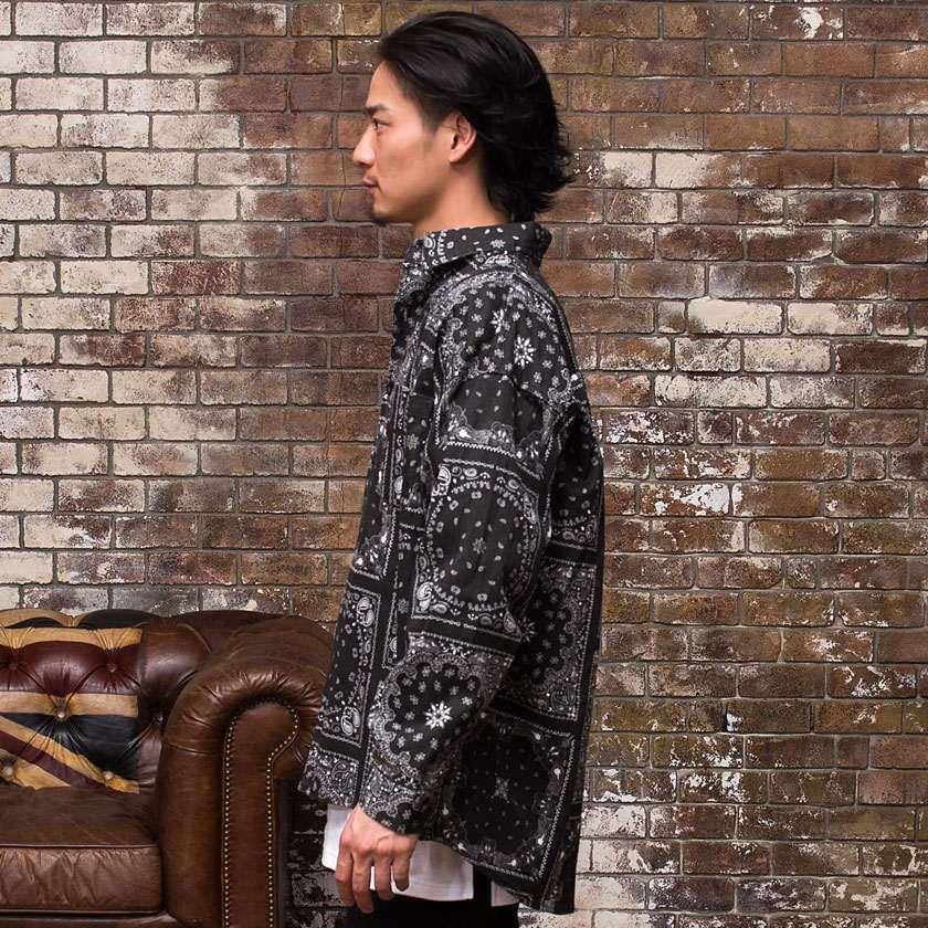 長袖シャツ メンズ ペイズリー柄 Cavaria キャバリア ペイズリー柄ビッグシルエット長袖シャツ 全2色 カジュアルシャツ 総柄 ベージュ 黒 白 秋 冬 21 Catn 48 シルバーバレット 通販 Yahoo ショッピング