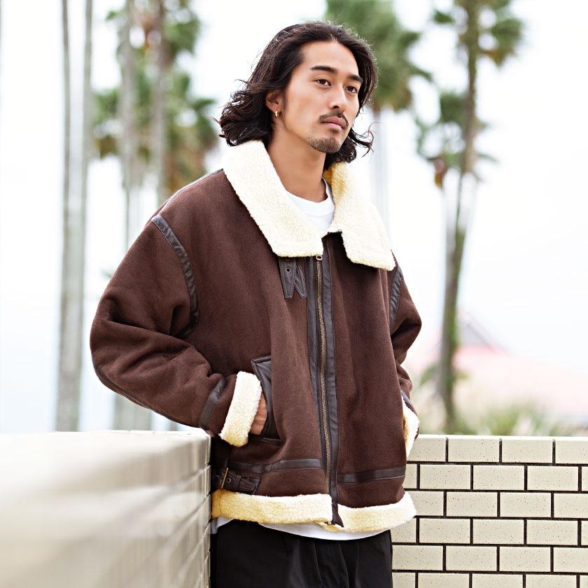 CavariA ムートンコート メンズ B3 黒 ジャケット ブルゾン ボア CavariA ムートンコート メンズ B3 黒 ジャケット ブルゾン ボア