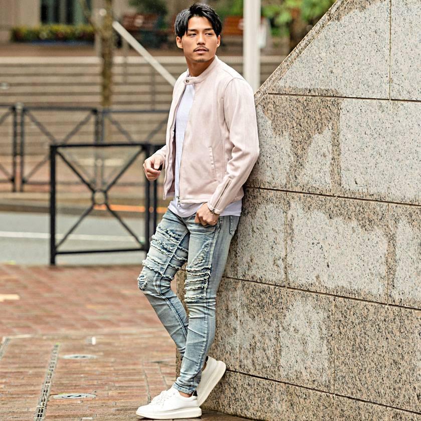 ライダースジャケット メンズ シングルライダース ストレッチ フェイクスウェード 黒 白 ベージュ きれいめ カジュアル 細身 Cavaria 春 Catn21 12 シルバーバレット 通販 Yahoo ショッピング