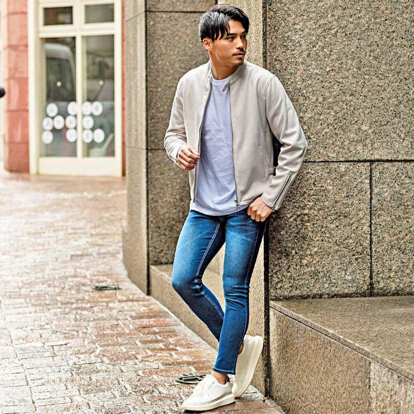 ライダースジャケット メンズ シングルライダース ストレッチ フェイクスウェード 黒 白 ベージュ きれいめ カジュアル 細身 Cavaria 春 Catn21 12 シルバーバレット 通販 Yahoo ショッピング