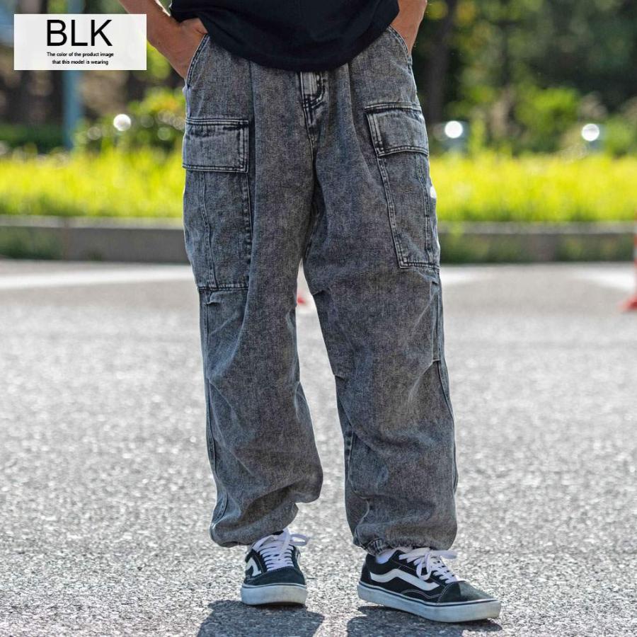 CavariA（キャバリア） デニムパンツ メンズ ワイドパンツ 太め カーゴ