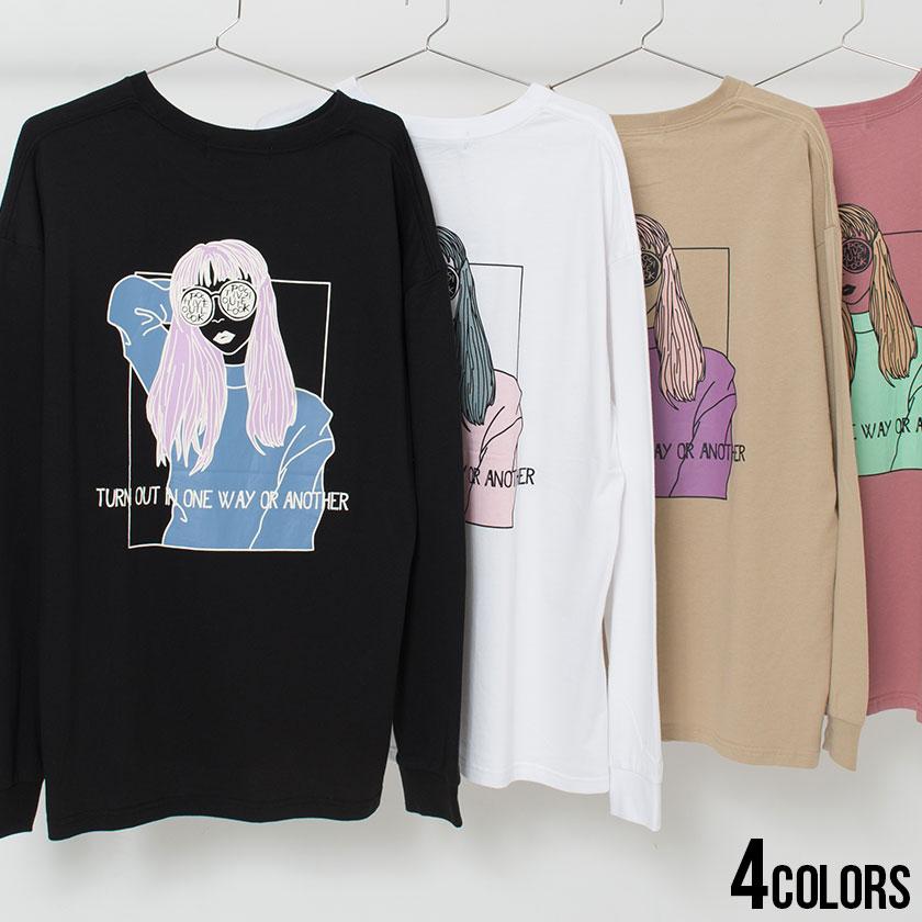 長袖tシャツ メンズ ロンt Cavaria キャバリア グラフィックガールプリントクルーネック長袖ビッグtシャツ 全4色 黒 白 M L ストリート 秋 冬 21 Cawi 66 シルバーバレット 通販 Yahoo ショッピング