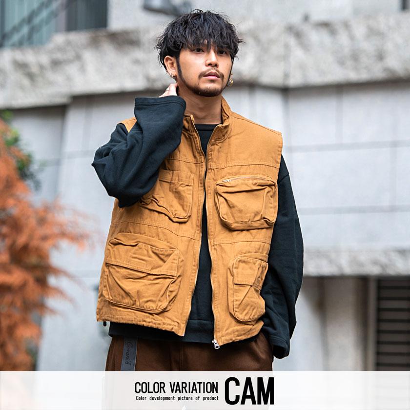 CavariA 中綿ベスト メンズ アウター 羽織り ゆったり 防寒 CavariA 中綿ベスト メンズ アウター 羽織り ゆったり 防寒
