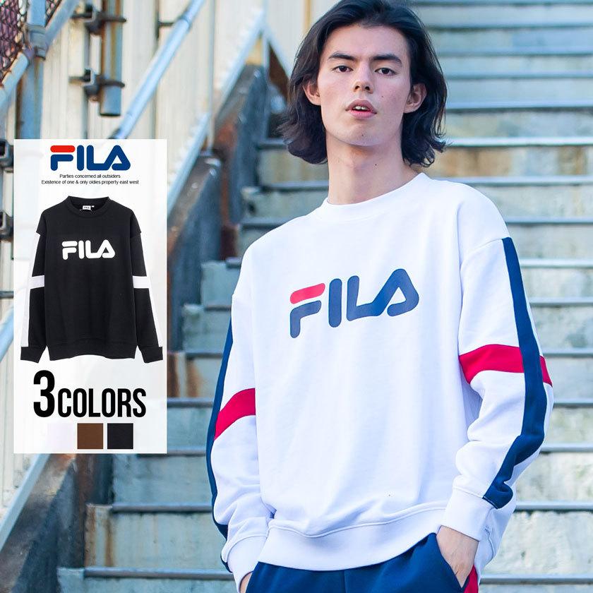 FILA フィラ トレーナー メンズ セットアップ対応 スウェット クルーネック 裏毛 ロゴプリント 配色 切替 ビッグシルエット ユニセックス  ブランド 秋 冬 :FM5951:シルバーバレット - 通販 - Yahoo!ショッピング