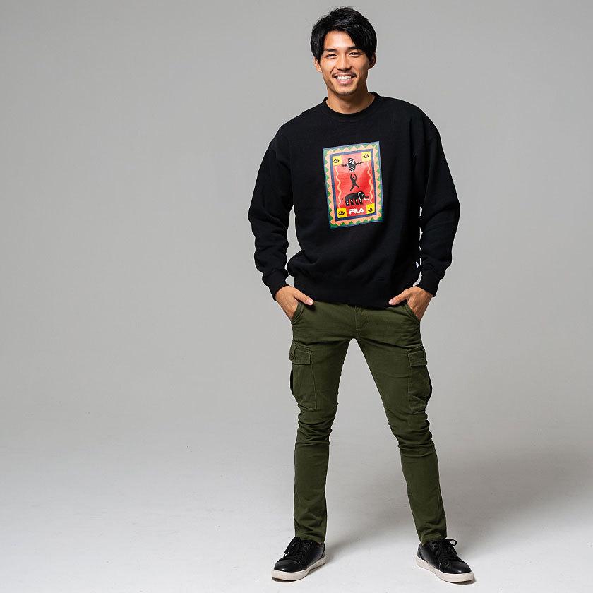 トレーナー メンズ FILA フィラ アートプリントクルーネック長袖