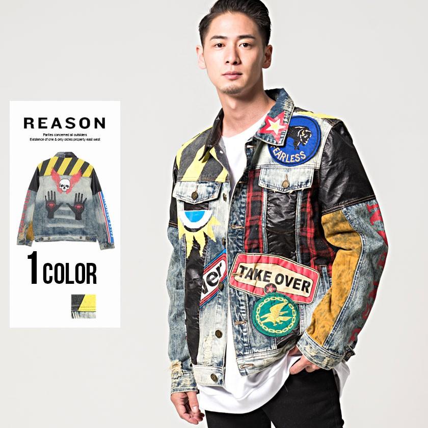 驚きの価格が実現 デニムジャケット ストリート系 Gジャン メンズ デニムジャケット メンズ 冬 秋 ストリート系 アウター ジージャン ワッペン Jacket 全1色 Gジャン Denim Reason リーズン Crazed ジャケット