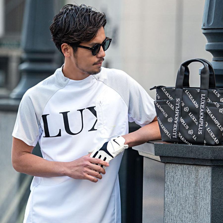 LUXE163AKMBB ナイロンプリオーバー　Tシャツ　ゴルフ　AKM LUXE AKM PLUS リュクスエイケイエムプラス ゴルフ ロゴパターン 半袖