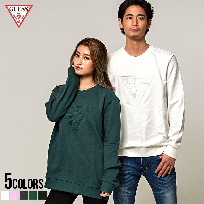 在庫有 トレーナー メンズ Guess ゲス デザインエンボスロゴ加工クルーネック長袖トレーナー 全5色 スウェット 裏毛 白 黒 M L Xl ユニセックス 秋 冬 全国宅配無料 Geolandscapes Com Au