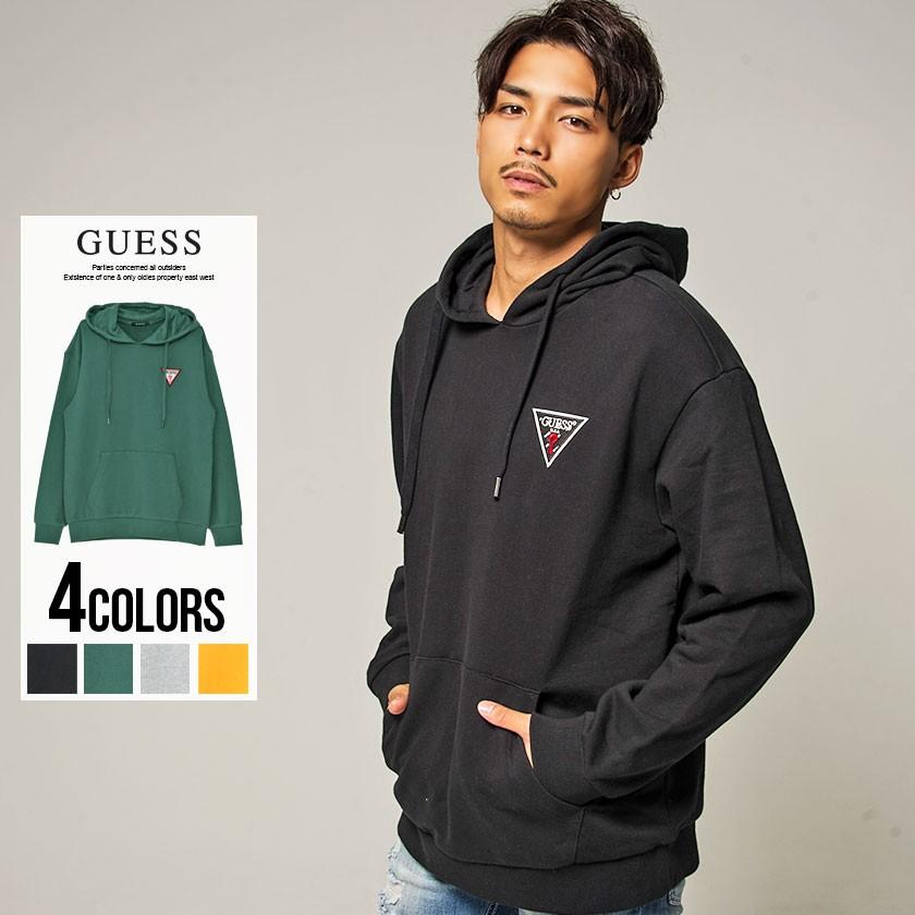 GUESS パーカー メンズ ゲス デザインロゴ刺繍長袖プルオーバー GUESS パーカー メンズ ゲス デザインロゴ刺繍長袖プルオーバー