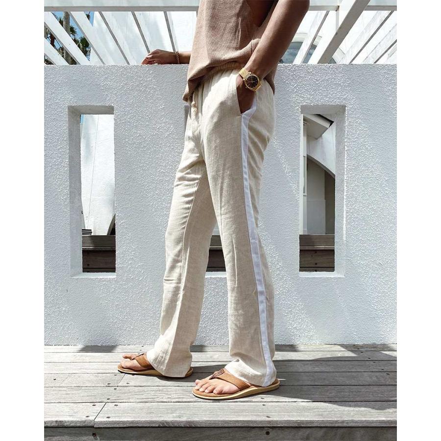 リネンパンツ メンズ RAUGH ラフ ストライプイージーパンツ/全2色